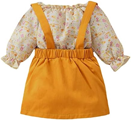 Gaoqi Toddler Outfit Girls Long 3m-3y princeza cvjetna beba dva set dječja rukava naramenica Toddler komadi Djevojke tiskane žuto