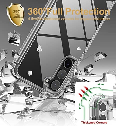 Suritch za Galaxy S23 Clear Case, [ugrađeni zaštitnik zaslona] Zaštita cijelog tijela Tvrda školjka+meka TPU odbojnik zaštitni zaštitni