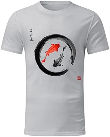 XXBR MENS Ljetni majica s kratkim rukavima Graphic Koi Print kineski stil Sportske atletske vježbe casual majice