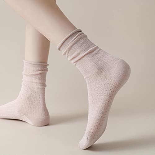 Zylibya žene Slatki roll gornji vrh manžetna čarapa Slouch čarape šuplje solidne čarape od posade 4 para 4 parova