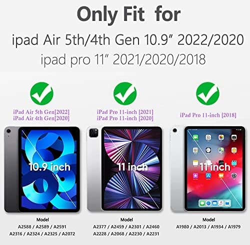 Slučaj e-slučaj za iPad 5th & Air 4. generacija 10,9 inča i iPad Pro 11 inč 2022/2021/2020/2018 Izdanje, zaštitni poklopac s više kutnih