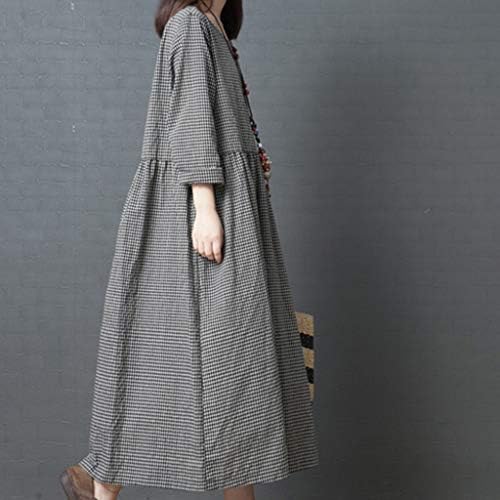 Ženske ljetne haljine dugi rukavi, dugačka haljina Big Code Girl Japanski stil lanena odjeća s dugim rukavima