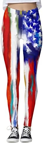 4. srpnja gamaša s visokim strukom za žene američke zastave vježba joge gamaše ultra mekane četkane rastezljive vježbe u teretanama