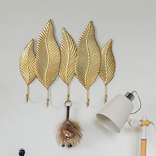 Moderna dekoracija kuka za kuka zid viseće nordijske vješalice, kuka za kreativni kaput, zlatni list 7 kuka