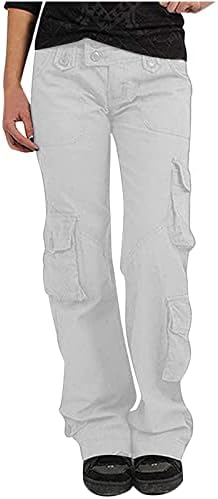 Zlovhe bijele teretne hlače za žene, ženske vrećaste teretne hlače s džepovima široke hlače za noge labave duge hlače teretne hlače