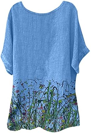 Žene modno ležerno labave udobne majice Summer 2023 Okrugli vrat Pulover Tiskani gornji bluz kratkih rukava