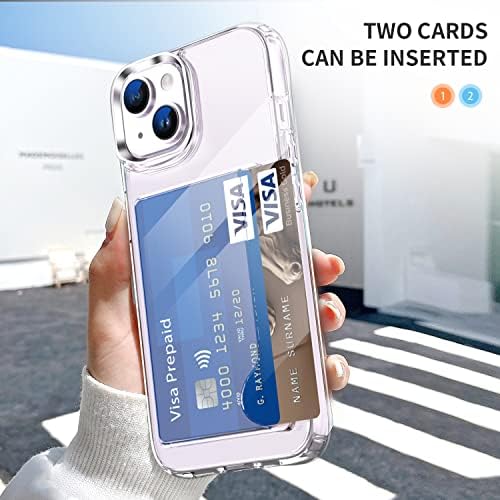 FDTCYDS iPhone 13 Slučaj s držačem kartice, hibridna robusna futrola za zaštitni novčanik - Clear