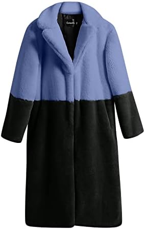 Kišni kaputi za žene, zimski ured vanjske odjeće žene dugi rukavi ENCANTO FULL LEPEL WRAT Fuzzy Jackets ColorBlock Udobno labave kapute