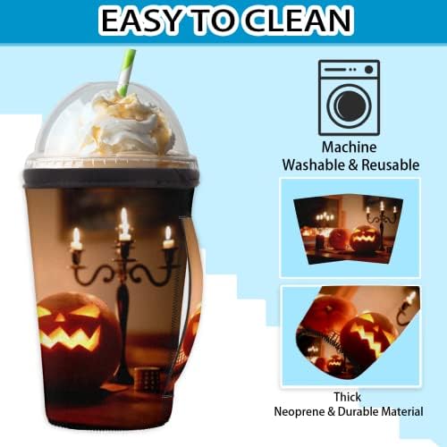 Halloween bundeva Lantern 64 Ledena rukava za višekratnu upotrebu s ručicom Nepren šalica čahura za sodu, latte, čaj, pića, pivo