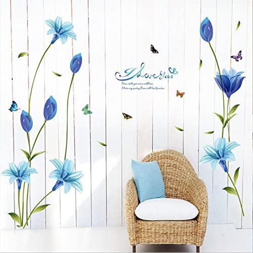 Velike plave naljepnice od cvijeta ljiljana uklonjiva DIY 3D naljepnice proljetni ljetni cvjetovi zid naljepnica cvjetajući cvjetni