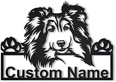 Souleather Personalizirani Shetland Sheepdog Dog Monogram Metal Sign Art, Dog znak, Custom Dog Metal Sign, Shetland ovčarski pasti
