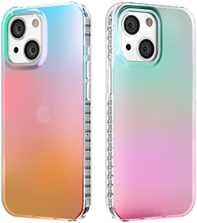 Oakxco iPhone 14 pro fuseridescentna holografska, simpatična estetska fluorescentna sjajna futrola za neonsku telefon za 14 pro, mat