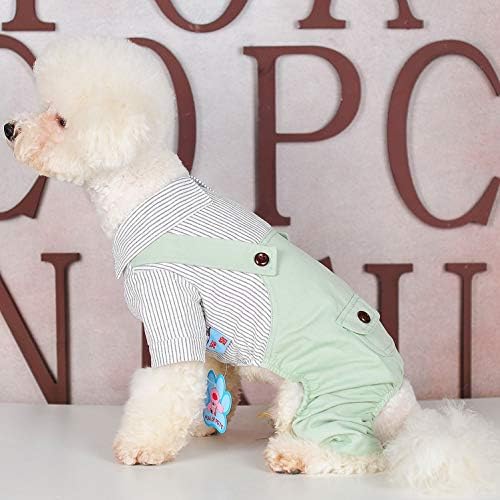 SmallLee_Lucky_Store Odjeća za kućne ljubimce kombinezon za male pseće mačke dječaka prugaste košulje Chino hlače Outfits štene jednodijelni