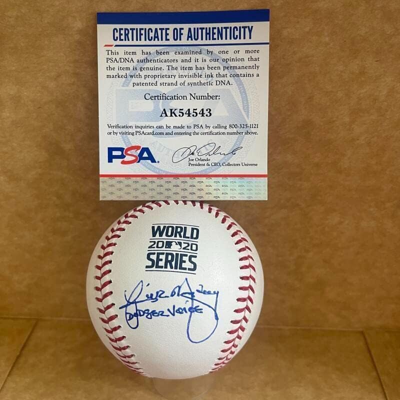 Rick ponedjeljak Dodger Voice potpisao Auto 2020 World Series Baseball PSA AK54543 - Autografirani bejzbol