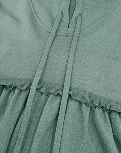 Limerose ženska tunika gornji ležerni dugi rukavi peplum babydoll ruffle pleteni kapuljača pulover