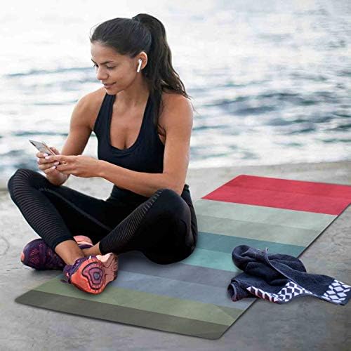 Prostirka za jogu-ekstra debela neklizajuća prostirka za vježbanje i fitness s otisnutim pastelnim prugama za sve vrste joge, pilatesa