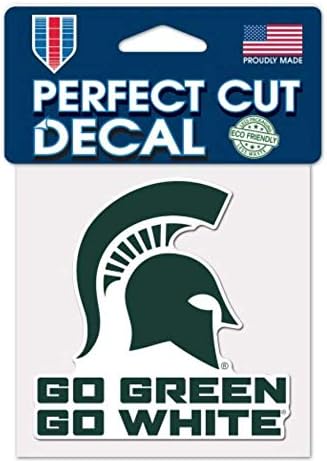 NCAA Michigan State University Spartans 4 x 4 inča Green Go White Perfect Cut Naljepnica