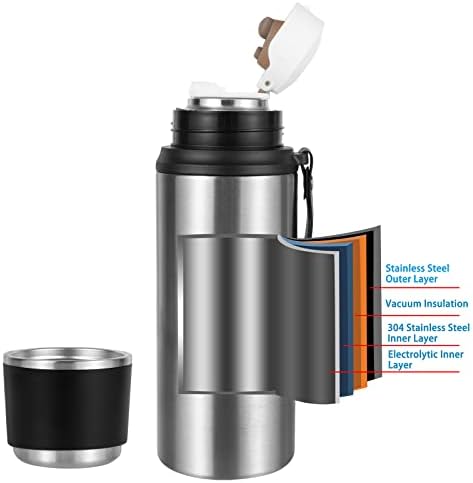 Izolirana boca s bocama s bocama od nehrđajućeg čelika s šalicom za piće, dvostruko zidana vanjska putnička šalica, vakuumska tikvica