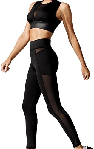 Chswvukq crne bočne mrežice za žene za žene sportske hlače elastične vitke joga gamaše perspektiva guza podizanje hlača