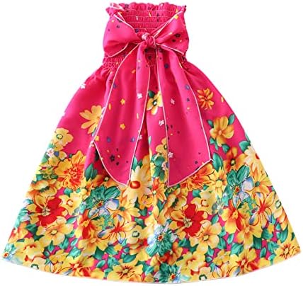 Malini za djecu djevojke Cvjetni boemski cvjetovi Bowknot bez rukava bez naramenica haljina princeza odjeća za djevojke uska haljina