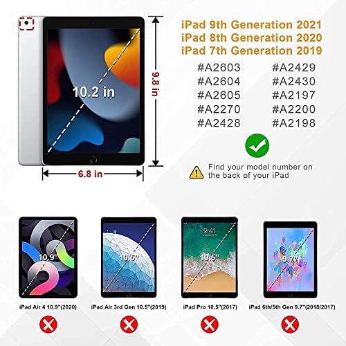 BMOUO iPad 9./8./7. generacija slučaja - iPad 10.2 slučaj 2021/2020/2019 sa zaštitnikom zaslona, ​​360 rotirajuća stajalište ruke i