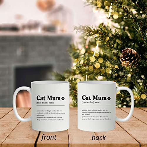 Dotain crno -bijela minimalna mačka mama definicija mačka paw 11oz šalica kave keramička šalica, dvostruka bočna tiskana, smiješna