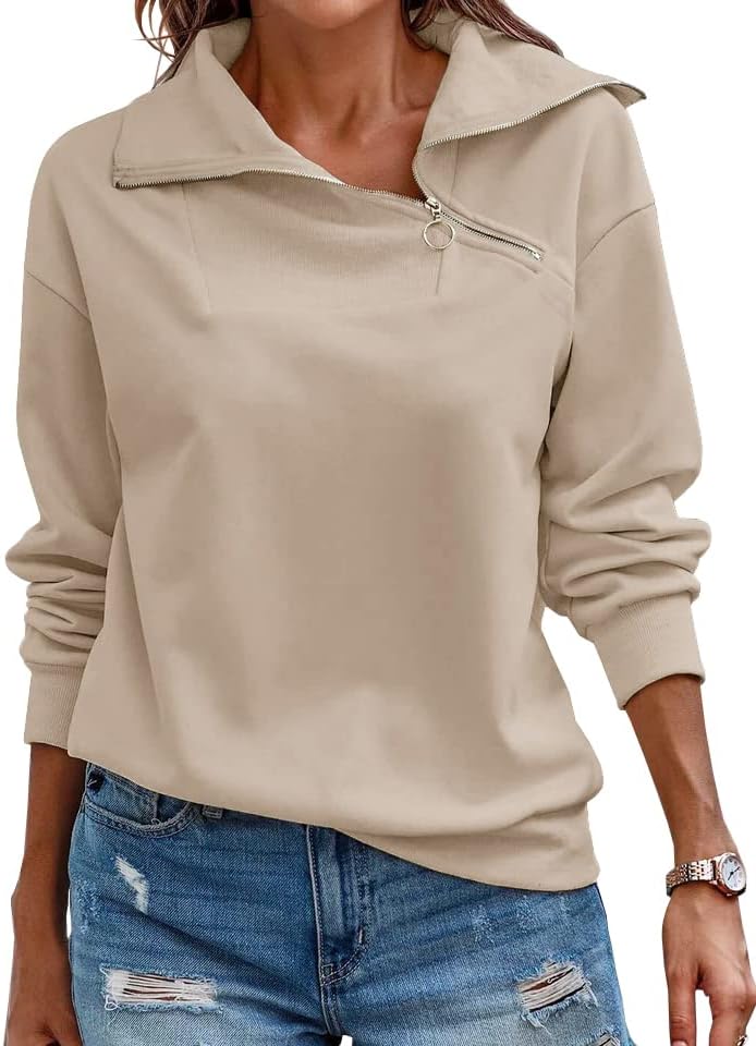 Ženske dukserice s patentnim zatvaračem kornjača dugih rukava pulover casual labave dukseve gornje majice