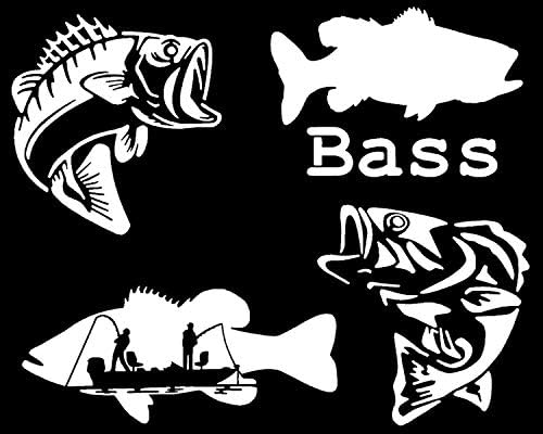 Naljepnica za ribolov Basa u paketu 4: skakač, bas s velikim ustima, čamac za ribolov Basa, detaljni skakač