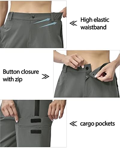 MELOO Ženske planinarske hlače na otvorenom - brze suhe atletske hlače teretni džepovi otporni na vodu za ribolov na golf