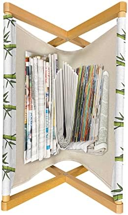 Ambasonne Oriental Green Magazine i držač knjiga, Botanički japanski bambusovi stabljici lišće ponovljene ilustracije na običnoj pozadini,