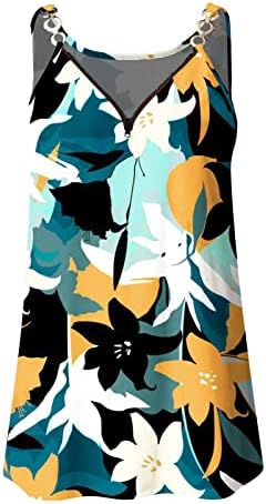 Bluza majica za žene 2023 Sliveni bez rukava Spagetti naramenica pamuk duboko v vrat grafički print cvjetni casual gornji dio 9z