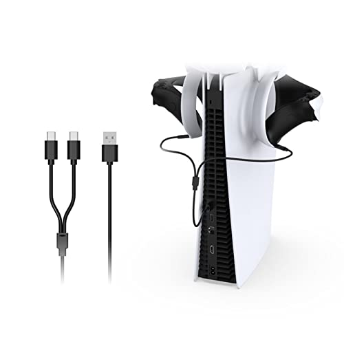 Lamphle USB kabel za punjenje stabilnih izlaza višenamjenski ekstra-dugačka 2-u-1 ručka VR Gaming Controller punjač za PS5 Black