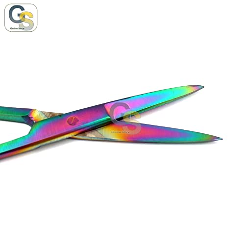 Set od 2 multitanium boja Rainbow Iris Scissors 4,5 Ravni i zakrivljeni nehrđajući čelik G.S Internet trgovina