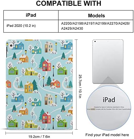 Zimsko selo tablete Slučaj Slim Flip Stand Zaštitni poklopac s držačem olovke kompatibilan za iPad 2020 （10.2in）