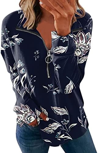 Zip up Hoodie žene, ženski vrhovi nepravilni rub dugi rukav majice okrugli vrat gumb ležerne tunične bluze