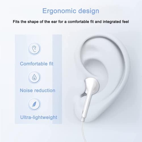 Slušalice za iPhone, ožičeni stereo zvučni uši ugrađeni mikrofon i kontrola volumena, slušalice kompatibilne s 14/13/12/11 Pro Max