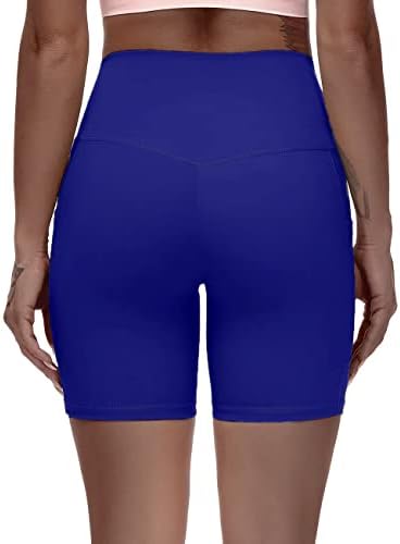 Yexezee ženski visoki struk za kontrolu trbuha Bikera kratkih hlača za vježbanje joge trčanje u teretani kompresije s 2 bočna džepa