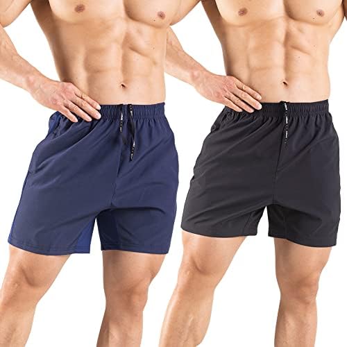 Gaglg muški 5 trkačke kratke hlače 2 pakete brze suhe atletske vježbe u teretani kratke hlače sa džepovima s patentnim zatvaračem