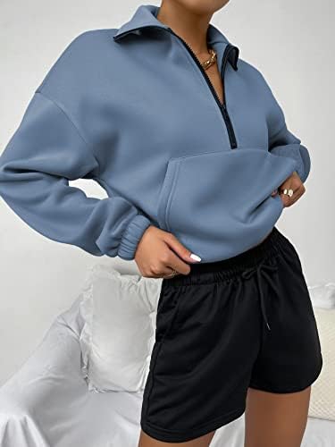 SOLY HUX ženska ležerna dukserica s patentnim zatvaračem prednji džep dugih rukava pulover vrhovi