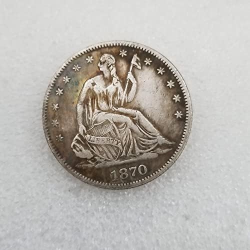 Antikni rukotvorinski američki 1870-s verzija pola dolara mesingana srebrna pozlaćena stari srebrni dolar srebrni okrugli strani srebrni