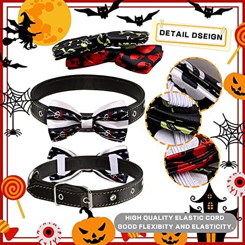 Halloween Pseg ovratnika Pričvršćivanje kravata, 6pcs podesivi ogrlica za pse, dvostruke slojevite slajdove praznine lubanje lubanje