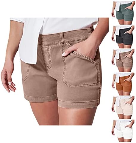 Xirujnfd ženske rastezljive kratke kratke hlače redovito pješačke kratke hlače s džepovima, ženske rastezljive kratke hlače kratke