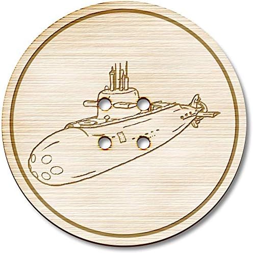 Azeeda 3 x 38 mm 'Vojna podmornica' Veliki okrugli drveni gumbi