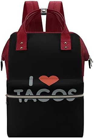 Volim tacos heart pelene s pelenom ruksak stilski majčinstvo multifunkcionalne multifunkcionalne vodootporne putničke dojenje ramena