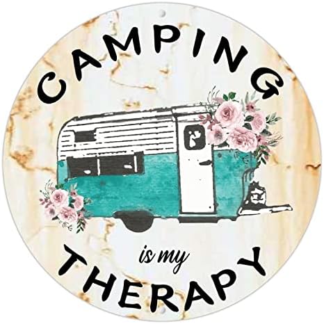 Retro kampiranje je moj terapijski metalni znak vintage inspirativni citati kamper pribor zidni dekor motorhome seoska kuća jesenski