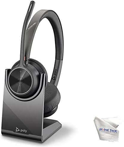 Global Teck Worldwide GTW Poly Voyager 4320 UC Wireless Bluetooth Duo slušalice s stalkom punjenja - Deadphone, PC/Mac, radi s Zoom,