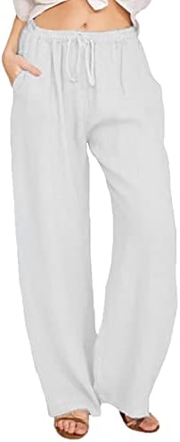 Niantie lanene hlače za žene palazzo plus hlače plus veličina plus size tiskana ljetna ležerna latna hlača