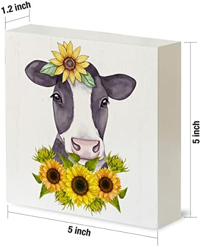 Country Suncokret krava kutija s drvenom kutija rustikalni suncokreti i krava drvena kutija natpis ukrasni znak Blok plak za kućni