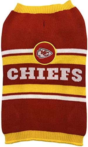 NFL Kansas City Chiefs Pleaper, veličina mala. Topli i ugodan pleteni džemper za kućne ljubimce s logotipom NFL Team -a, Najbolji džemper