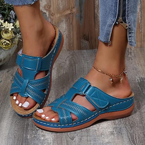 XIPCOKM Trendy sandale za žene 2023 Ljetne papuče Otvorene nožne krajeve kuka i petlja Slij za luk podršku papuča za plažu za mamu